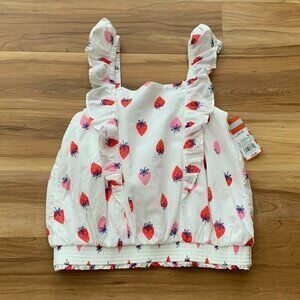 Cat And Jack Top Girls Size L 10/12 Tank Top Summer Strawberries NWT